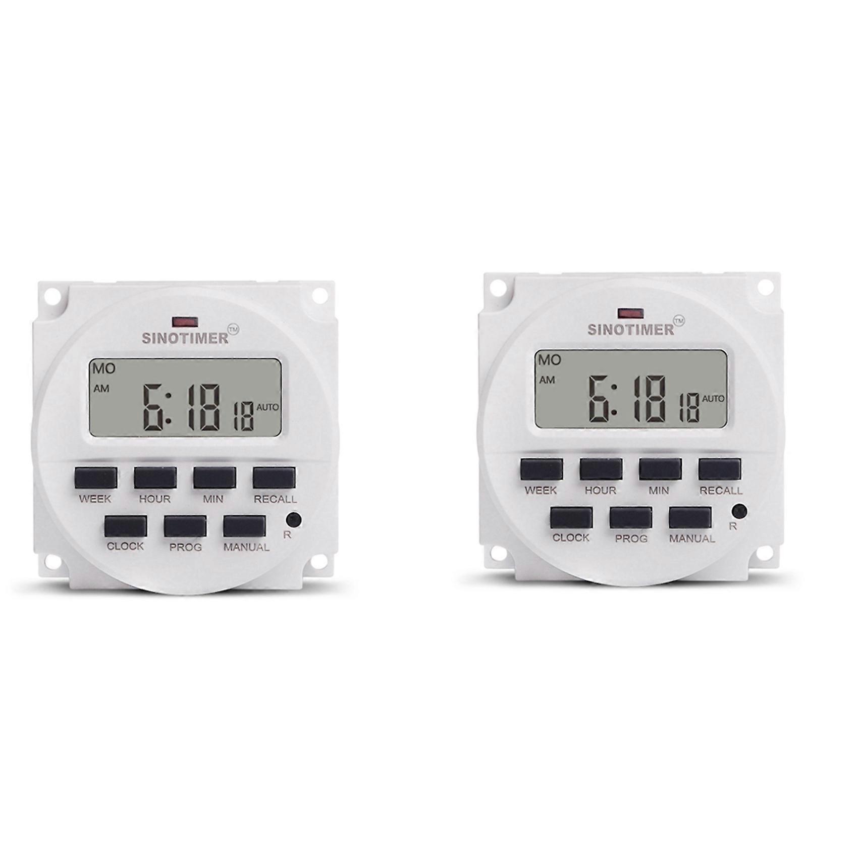 2X SINOTIMER Tm618N-2 Lcd 1.6 Inch Digital 220V Ac 7 Days Programmable Timer Switch with Relay Inside & Countdown Time Function