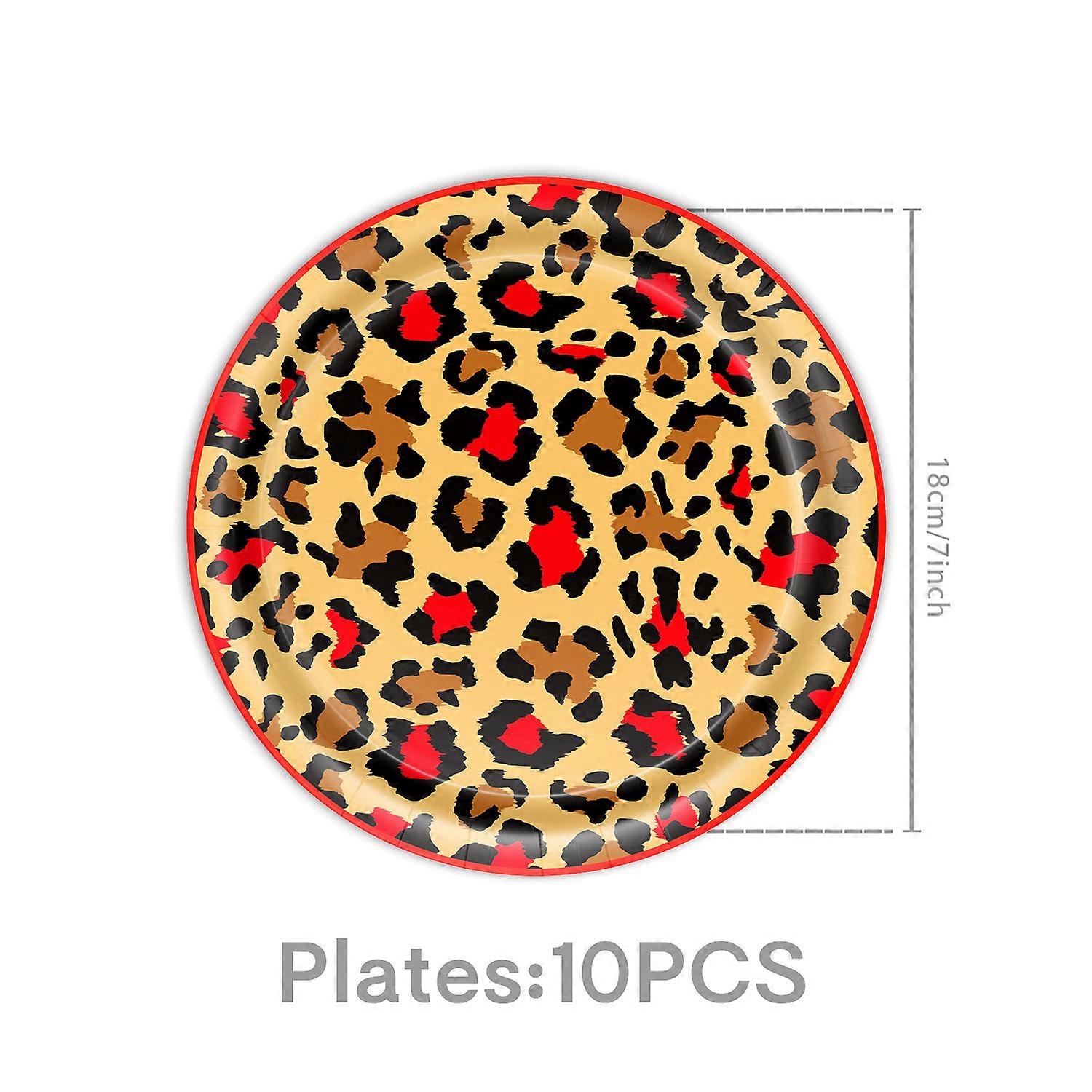 Red leopard print themed party tissues, paper cups, leopard print birthday party paper plates, tableware, party decorations