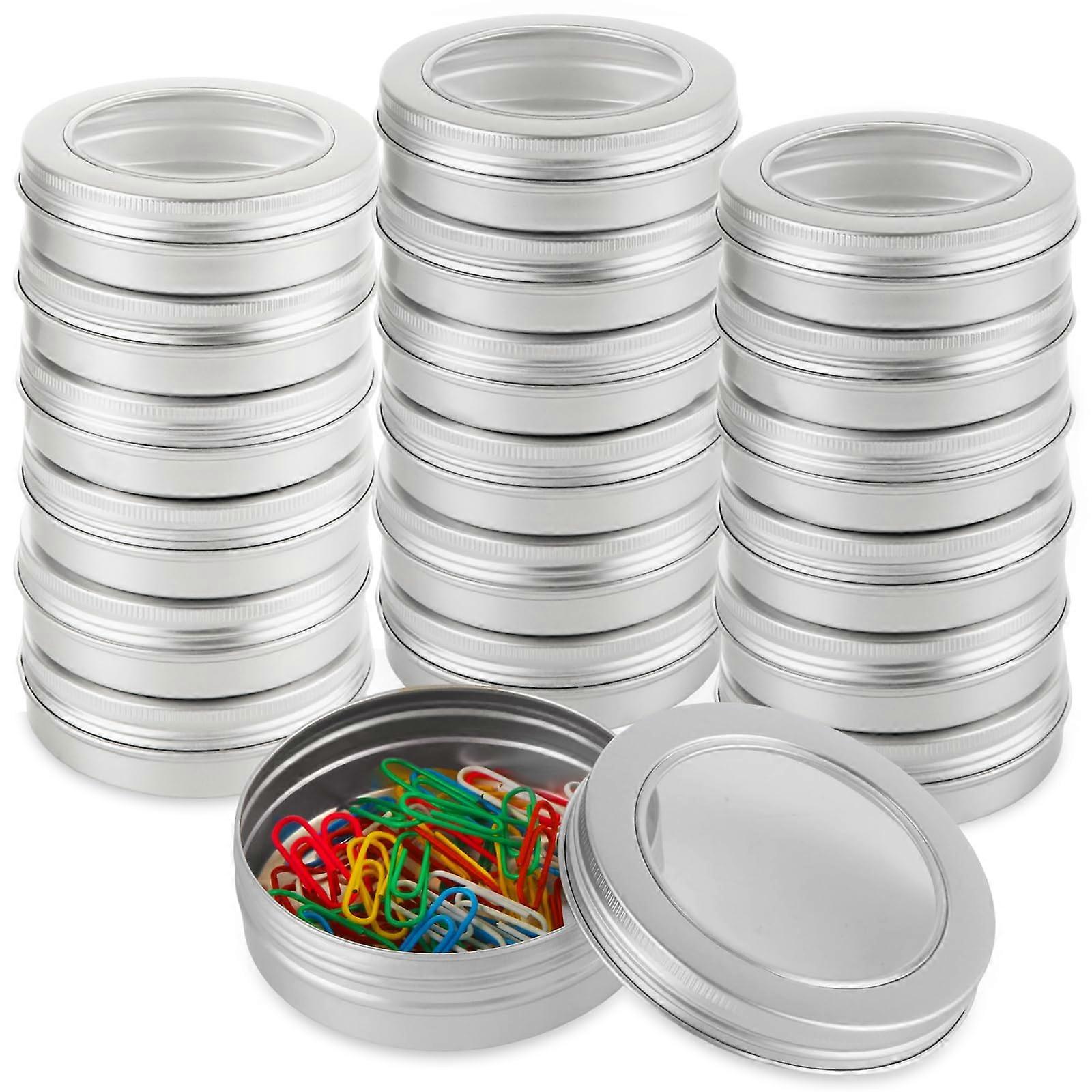 40Pcs 4oz Round Tin Containers with Clear Lids, Empty Metal Tins for Candles Crafts and Storage