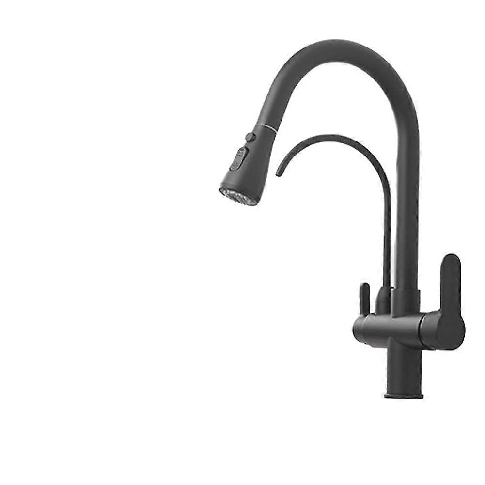 Matte Black Kitchen Faucet with Pull Down Sprayer, 360° Swivel, Dual Spray Modes, Water Filter