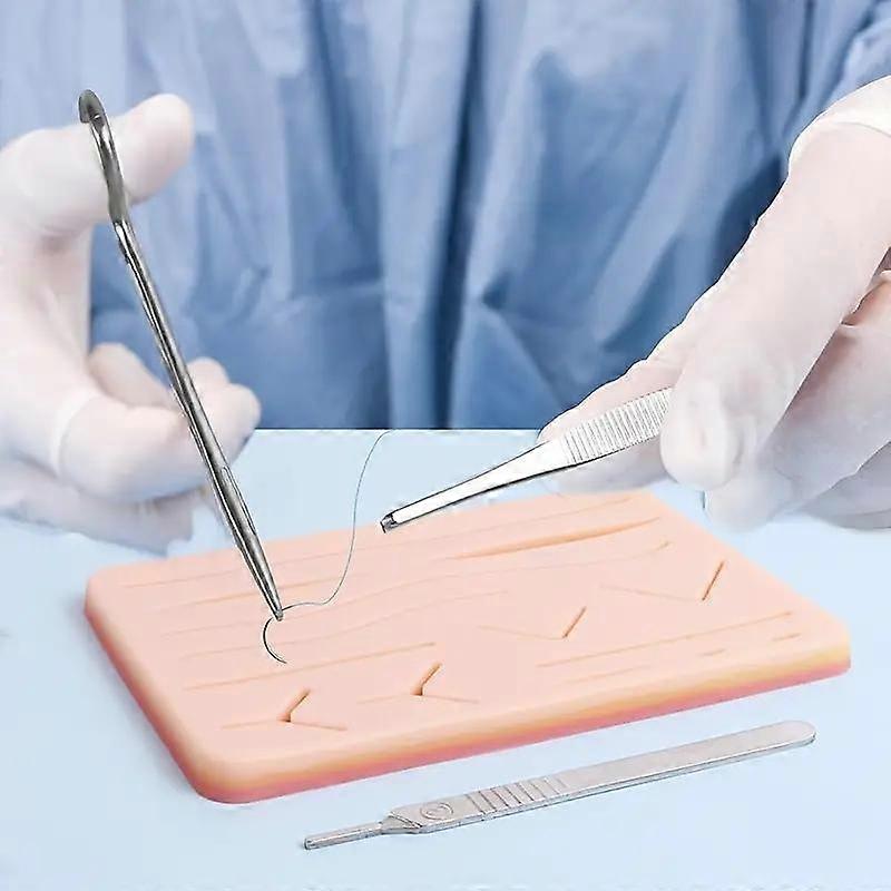Upgraded Suture Practice Pad with 3-Layer Silicone, 14 Wounds, Embedded Anti-Tear Net, Ideal Gift for Medical Students, Perfect Suturing Kit