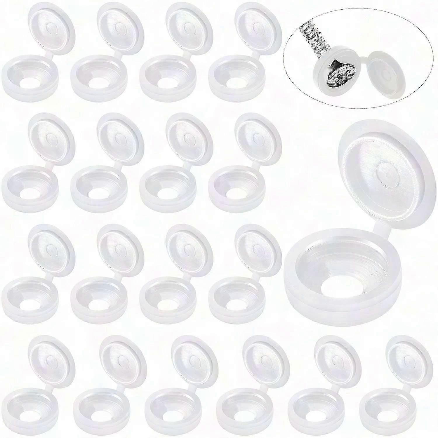100pcs White Plastic Hinged Screw Covers Flip Top Caps Washers For Diy (small)