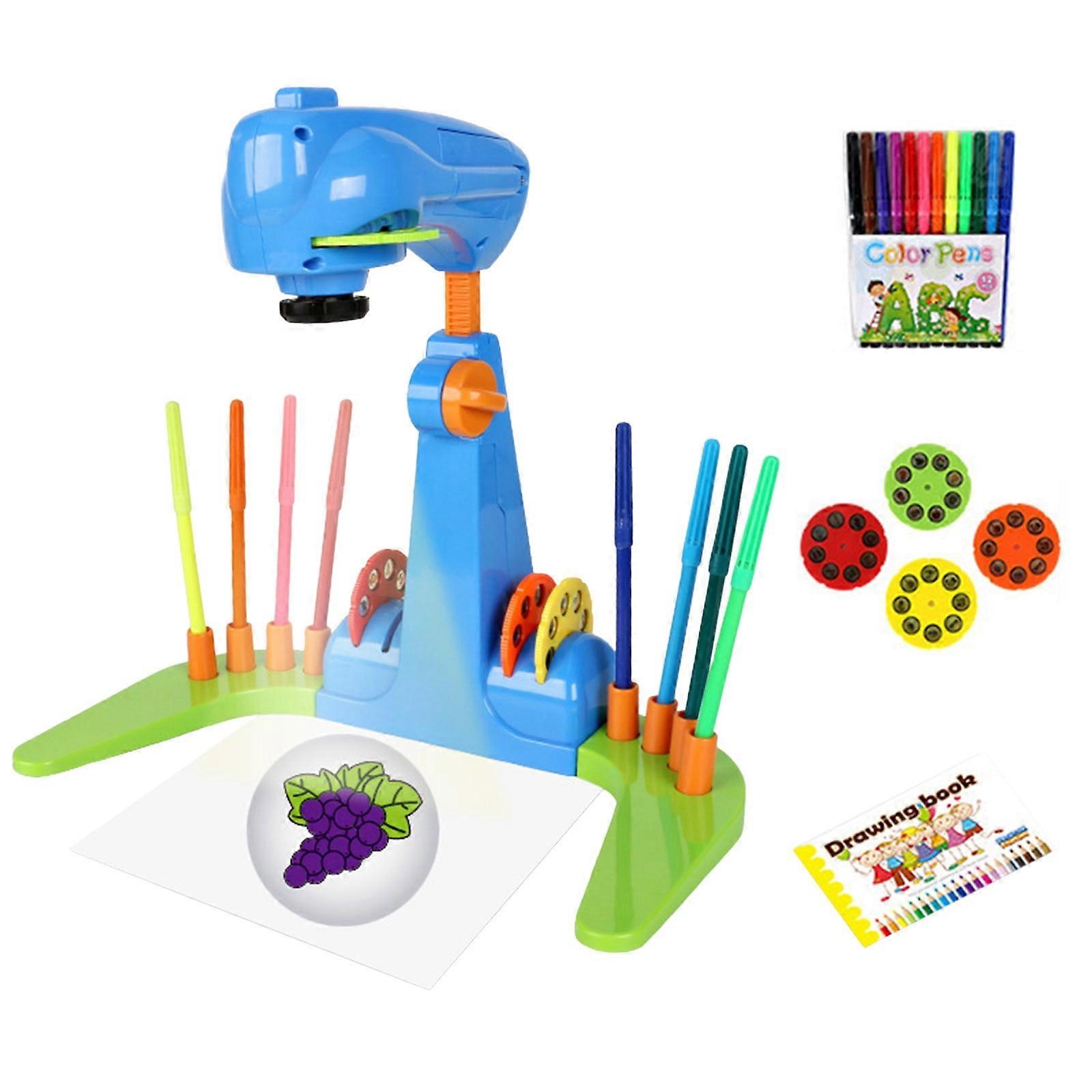 Kids Toy Christmas Gift: Drawing Projector with 32 Patterns & 12-Color Brushes, Compatible with Learn-to-Draw Tools