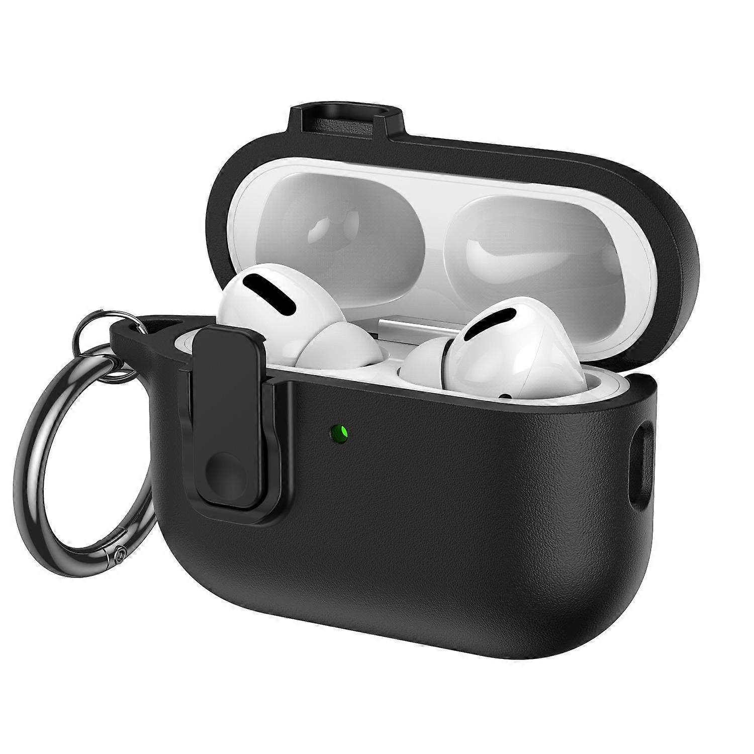 Grained Leather Look TPU Earphone Cover with Ring Hook