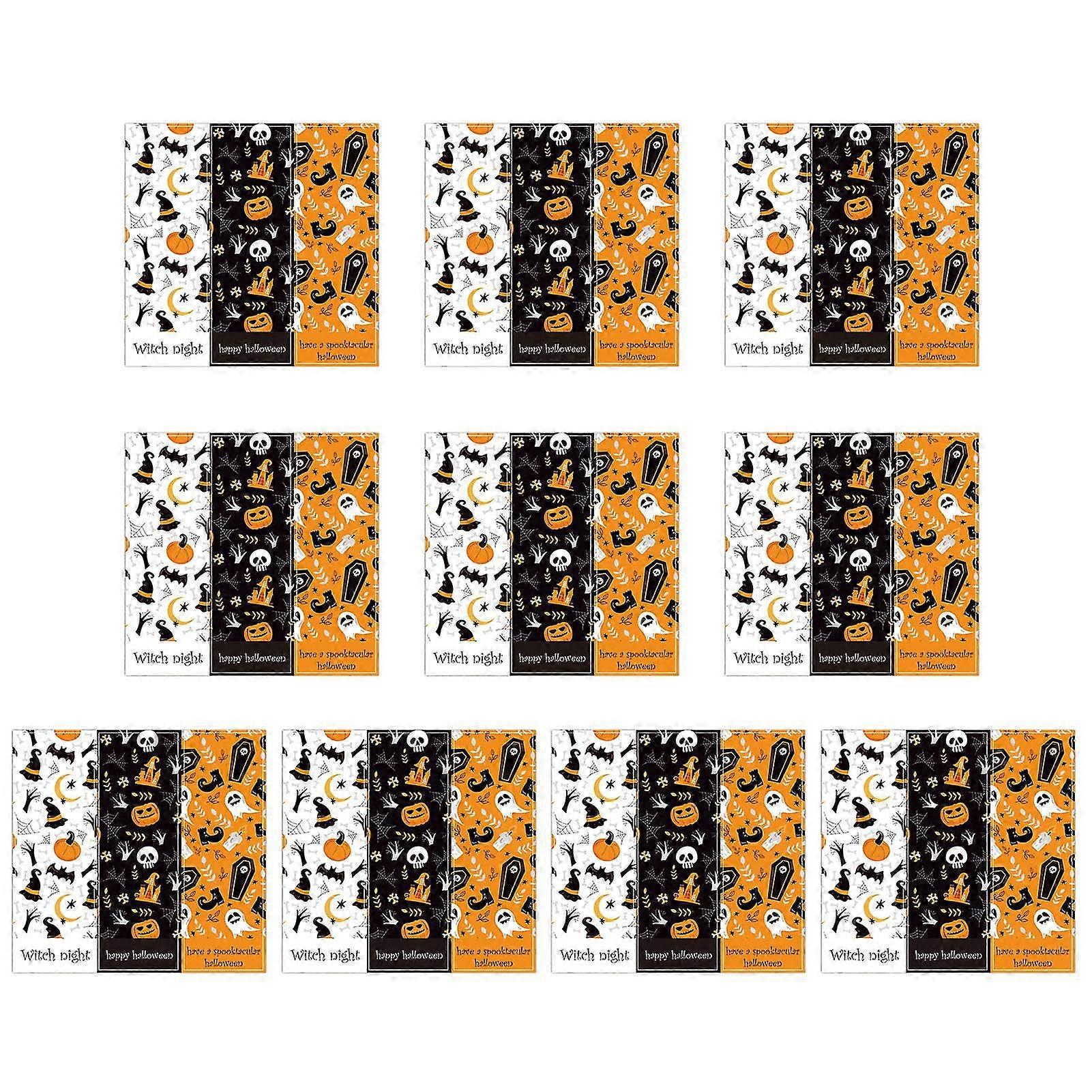 10 Sheets Rectangular Halloween Seal Stickers Self-adhesive Ghost Bat Pumpkin Witch Skull Seal Labels For Gift Box Package