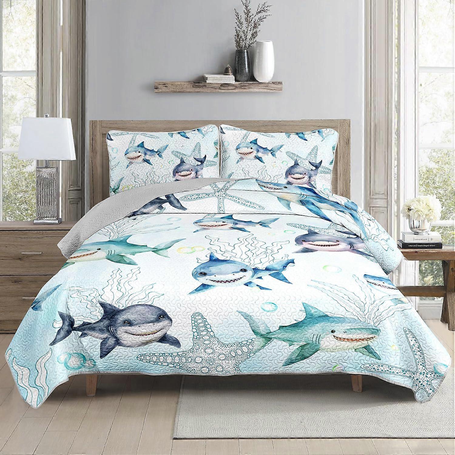 Shark Bedding Set Full Size 3PCS with OceanInspired Design, AllSeason Comfort and Pillowcases