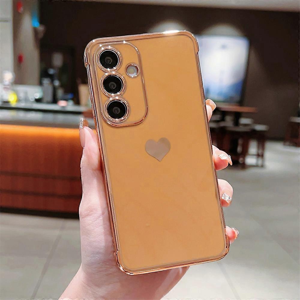 For Samsung Galaxy S25+Case TPU Phone Back Cover Electroplating Heart Pattern