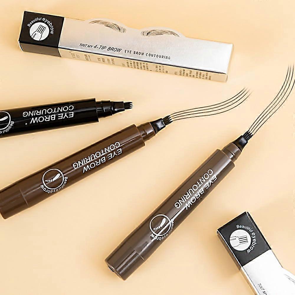 Waterproof Microblading Eyebrow Pencil Grey Brown with 4Tip Precision Applicator for Natural Finish