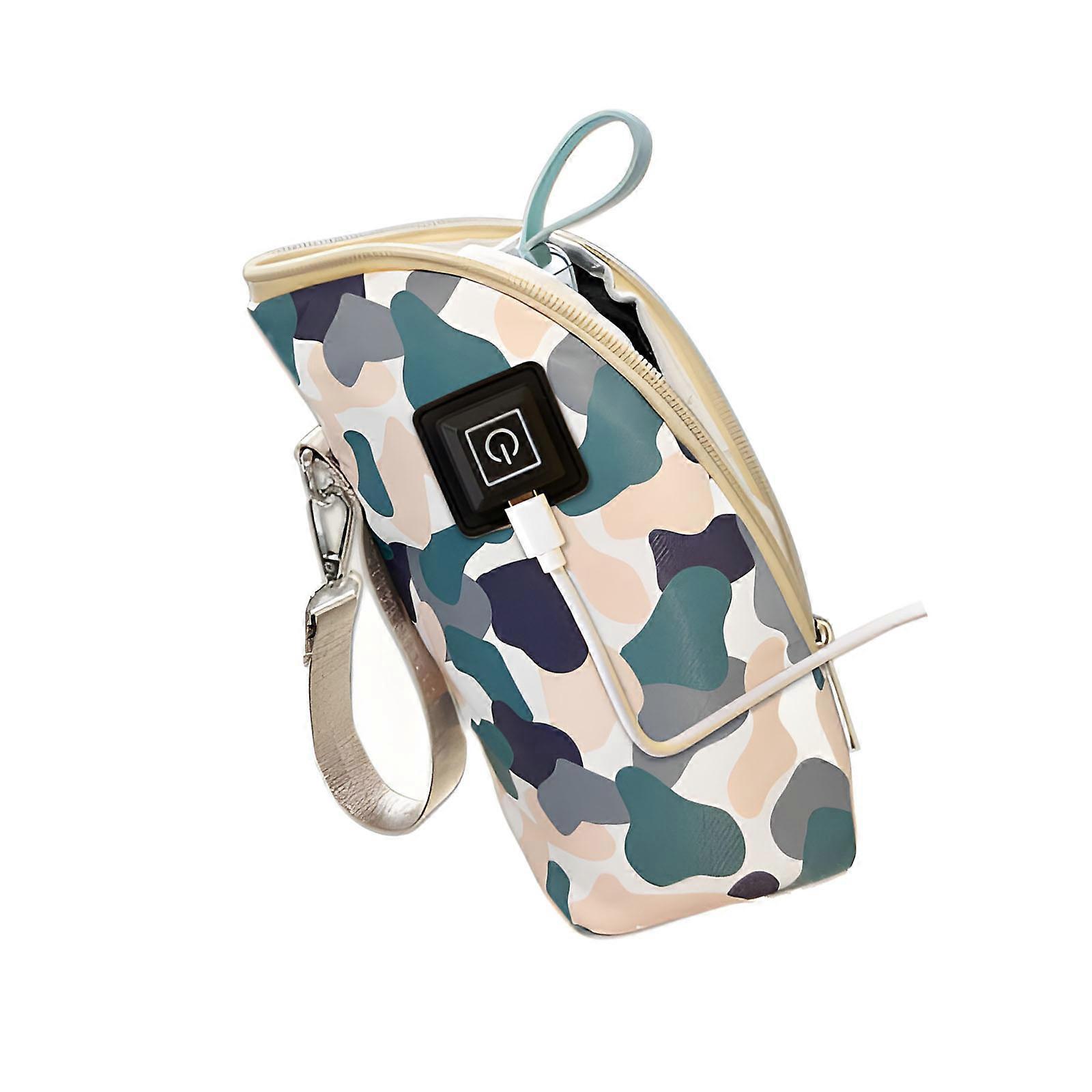 Insulated Infant Bottle Shipper With USB Heating Technology Veiling Print Slide Top Immediate Plan  White