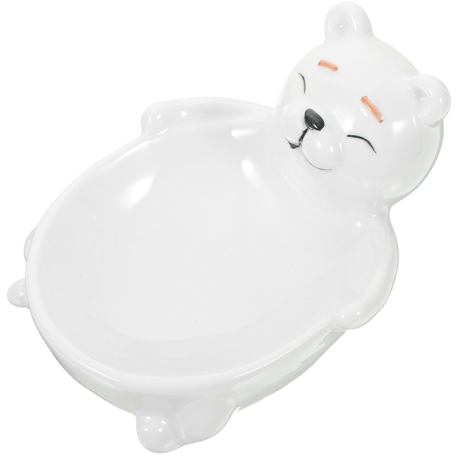 White Ceramic Snack Serving Bowl for Home Use with Cartoon Pattern
