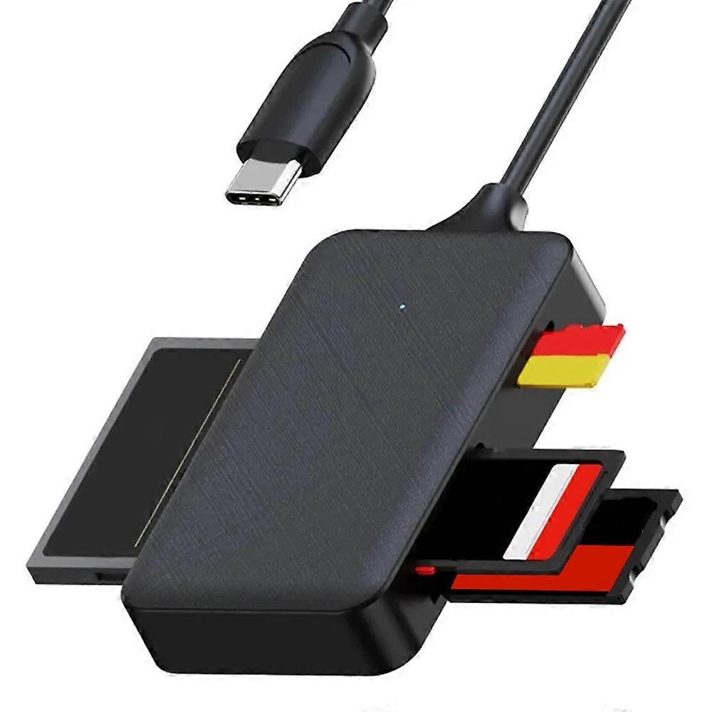 4-In-1 USB-C Card Reader for SD+TF+MS+CF Cards Laptop Computer Data Transfer Adapter