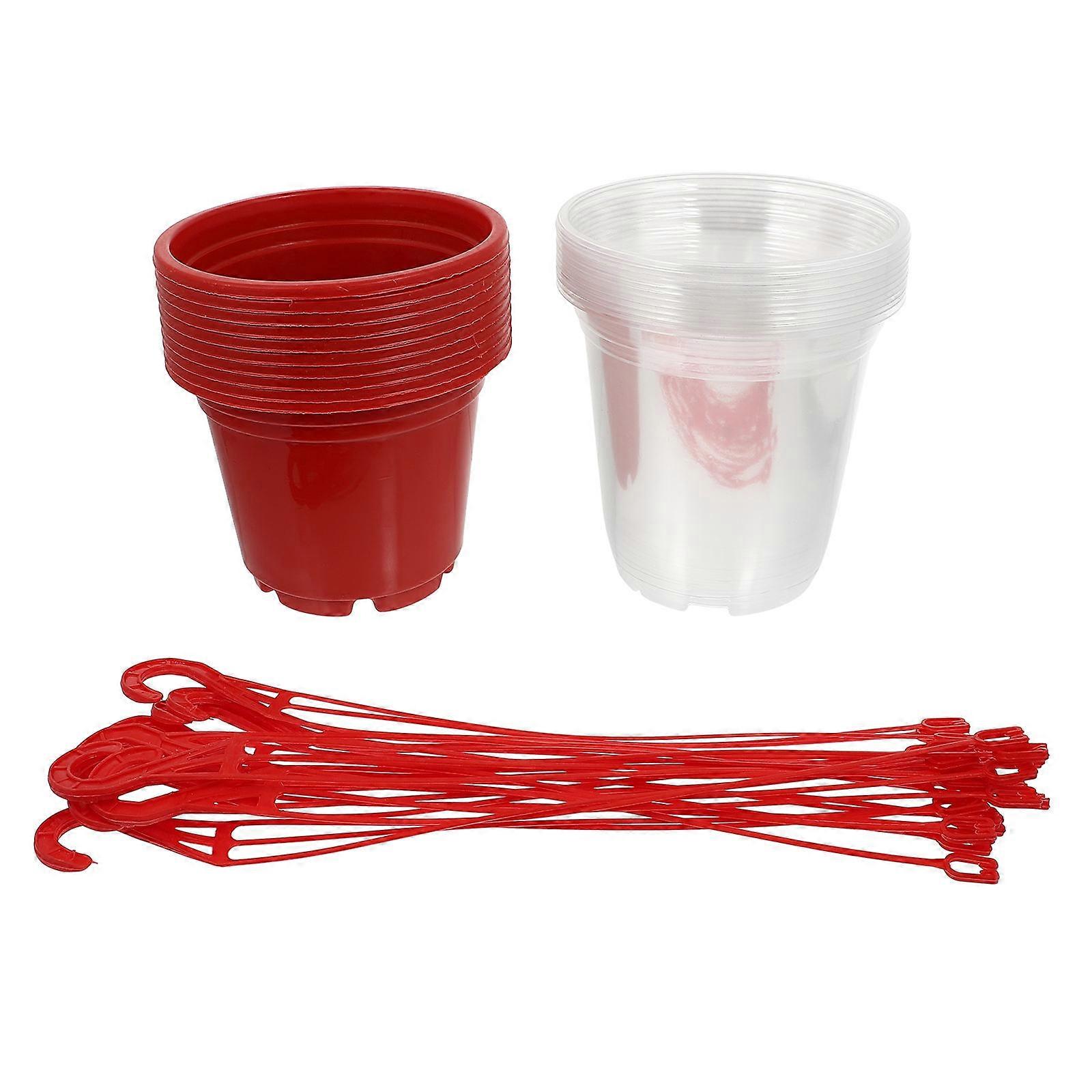 Red Plastic Flower Pots for Hanging Plants 10Sets Home Planters