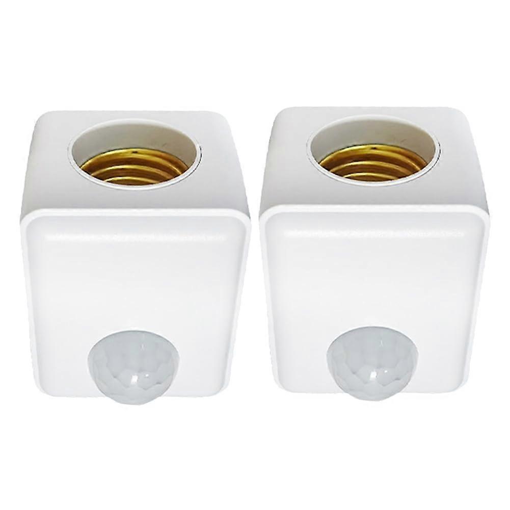 2pcs E27 Motion Sensor Light Socket with Smart Detection and Energy Saving Design, UK Plug