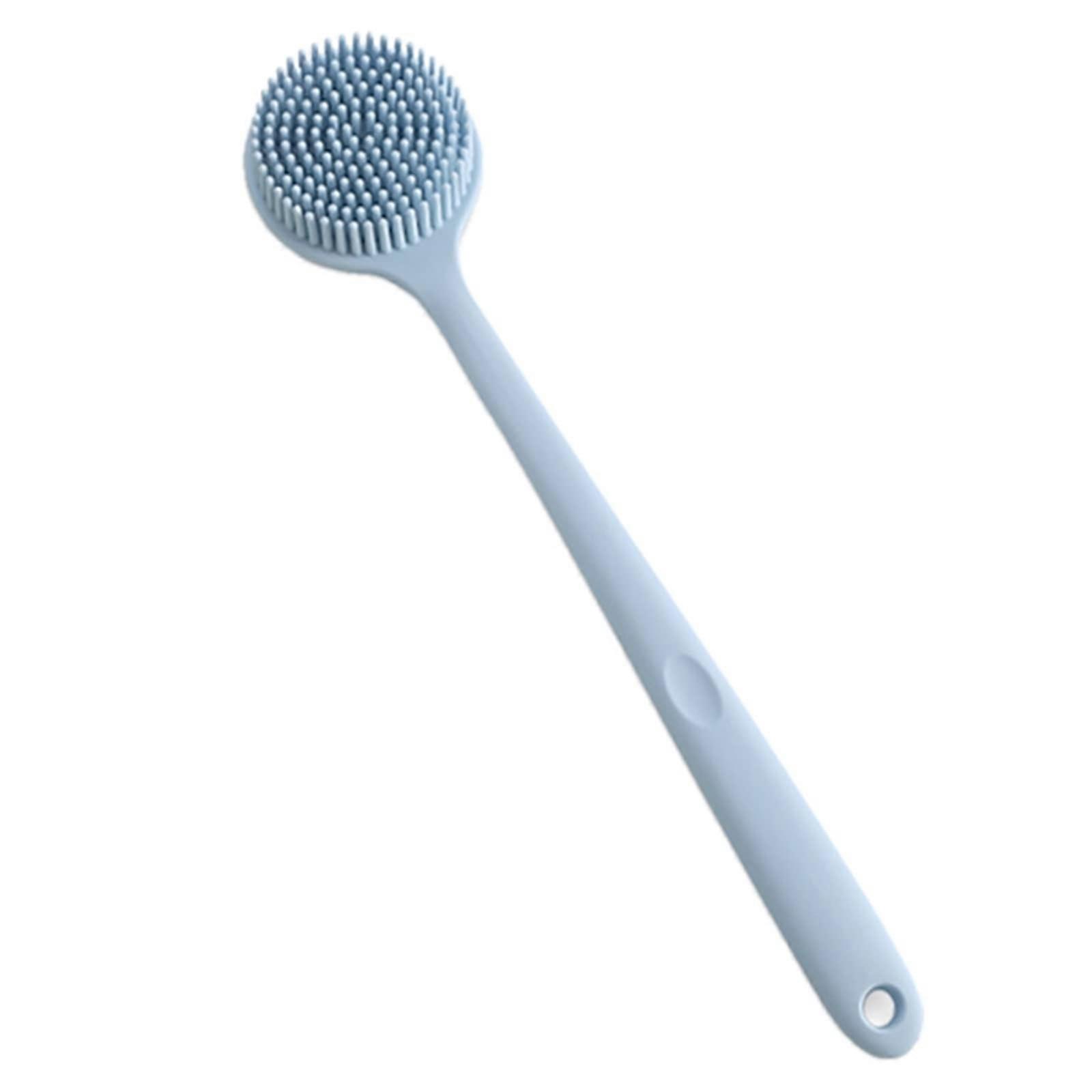 Bath Brush with Long Handle Back Scrubber for Shower, Silicone Soft Mesh Exfoliating Body Spa (Blue)