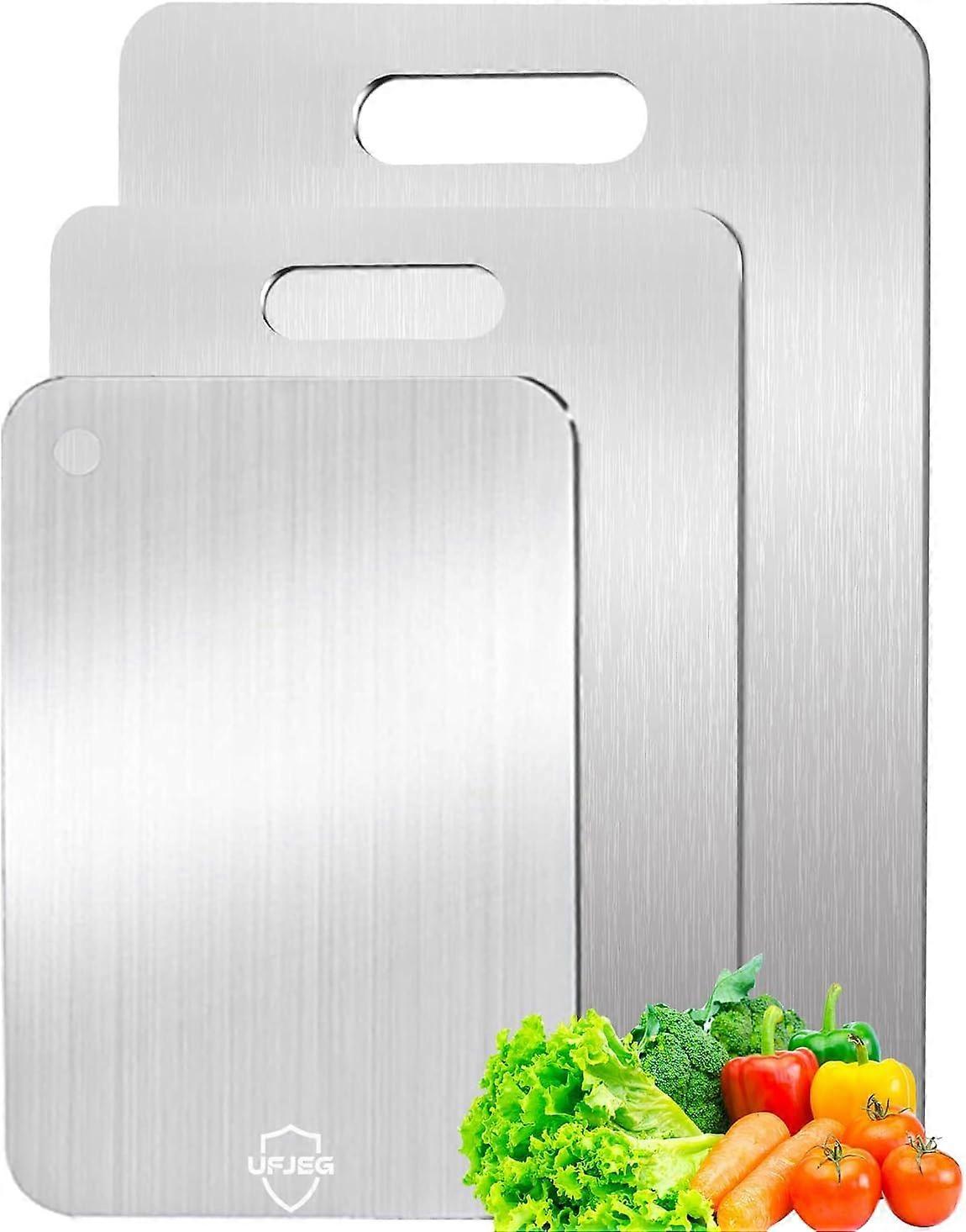 Titanium Cutting Board Set 3 PCS UltraDurable Alloy Plastic Food Prep for Kitchen and Camping
