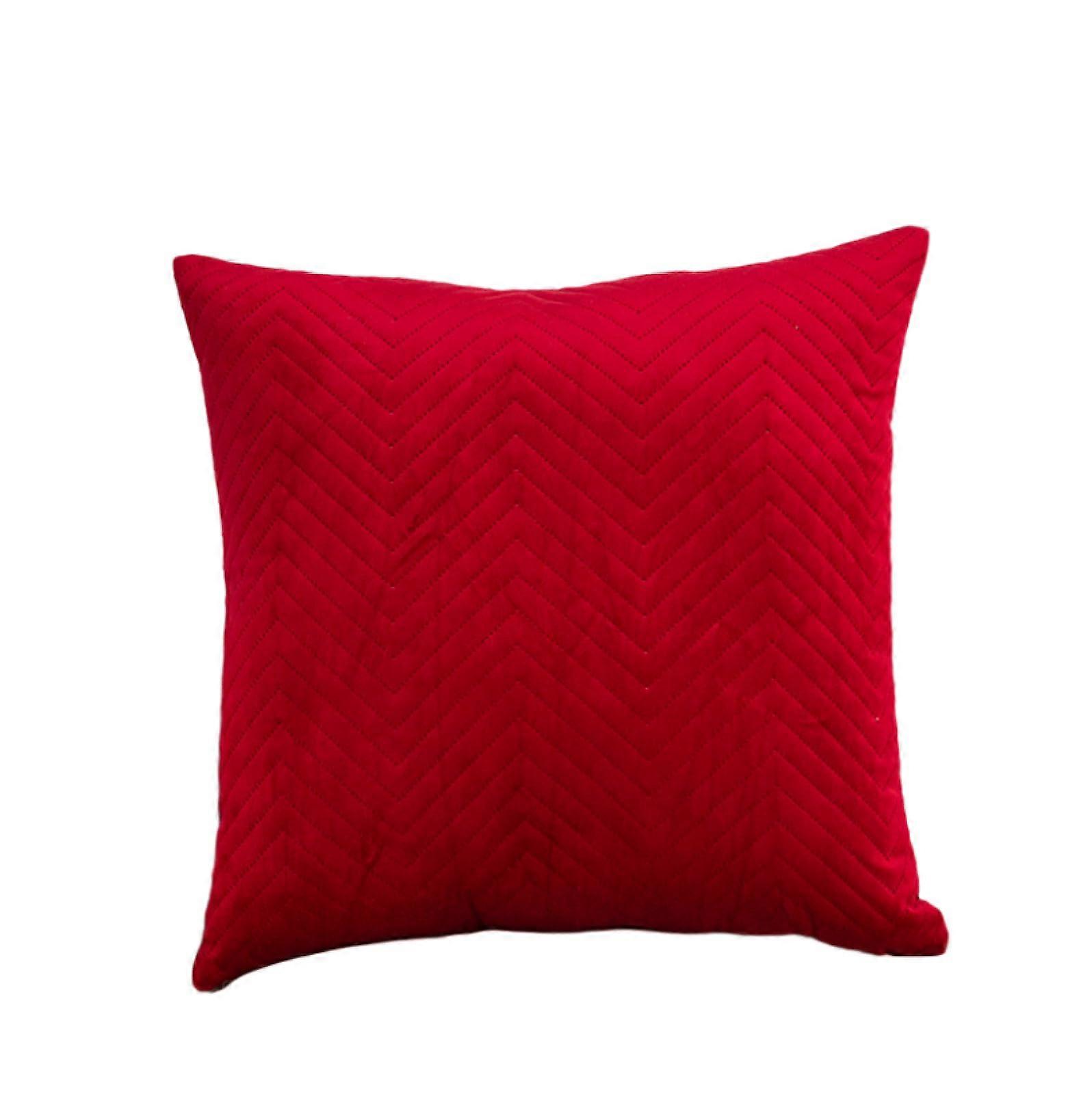 2 Pack Red Quilted Throw Pillow Covers Elegant Decorative Cushion Covers for Sofa and Office