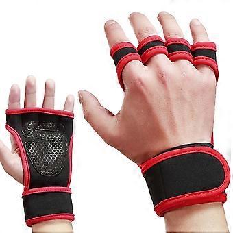 1 Pair Sports Ventilated Workout Gloves Lifting Pads Hand Protector with Integrated Wrist Wraps for 