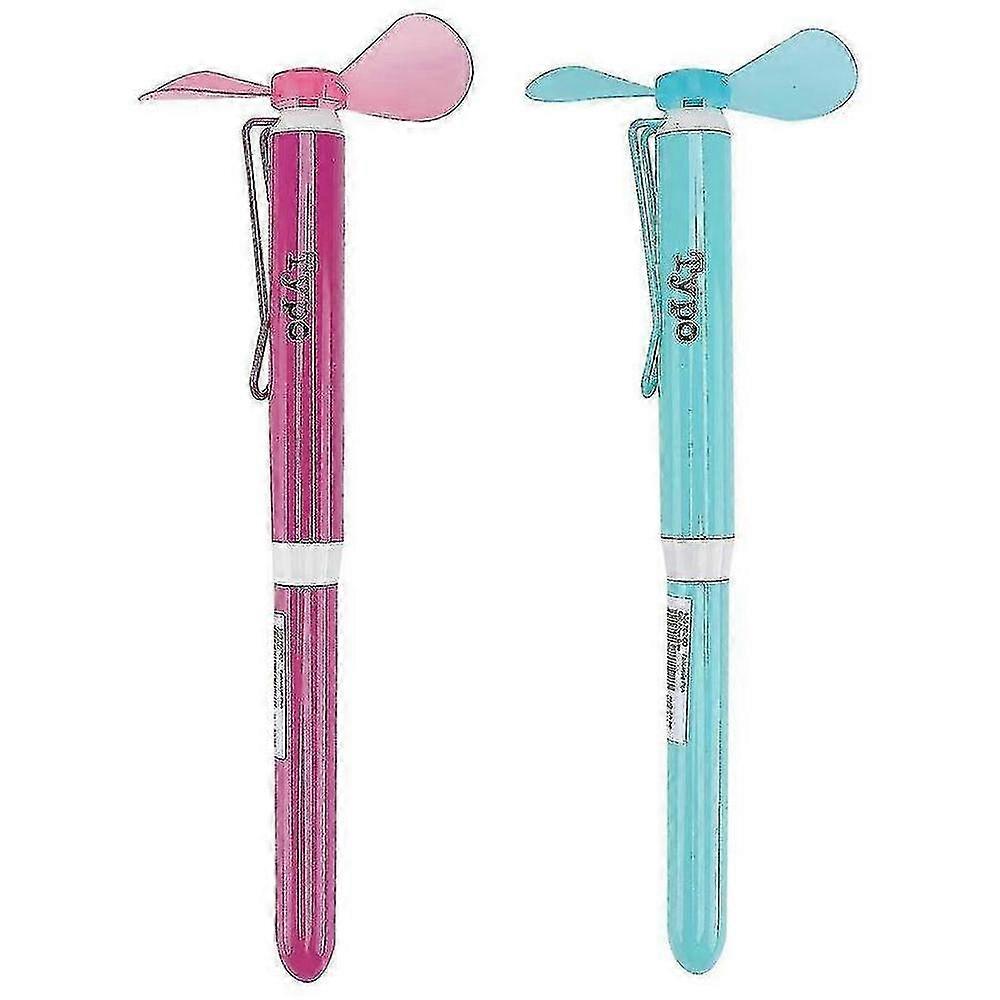 Creative Fan Adorned Ballpoint Pen 2-Piece Set with Mini Fan  Students