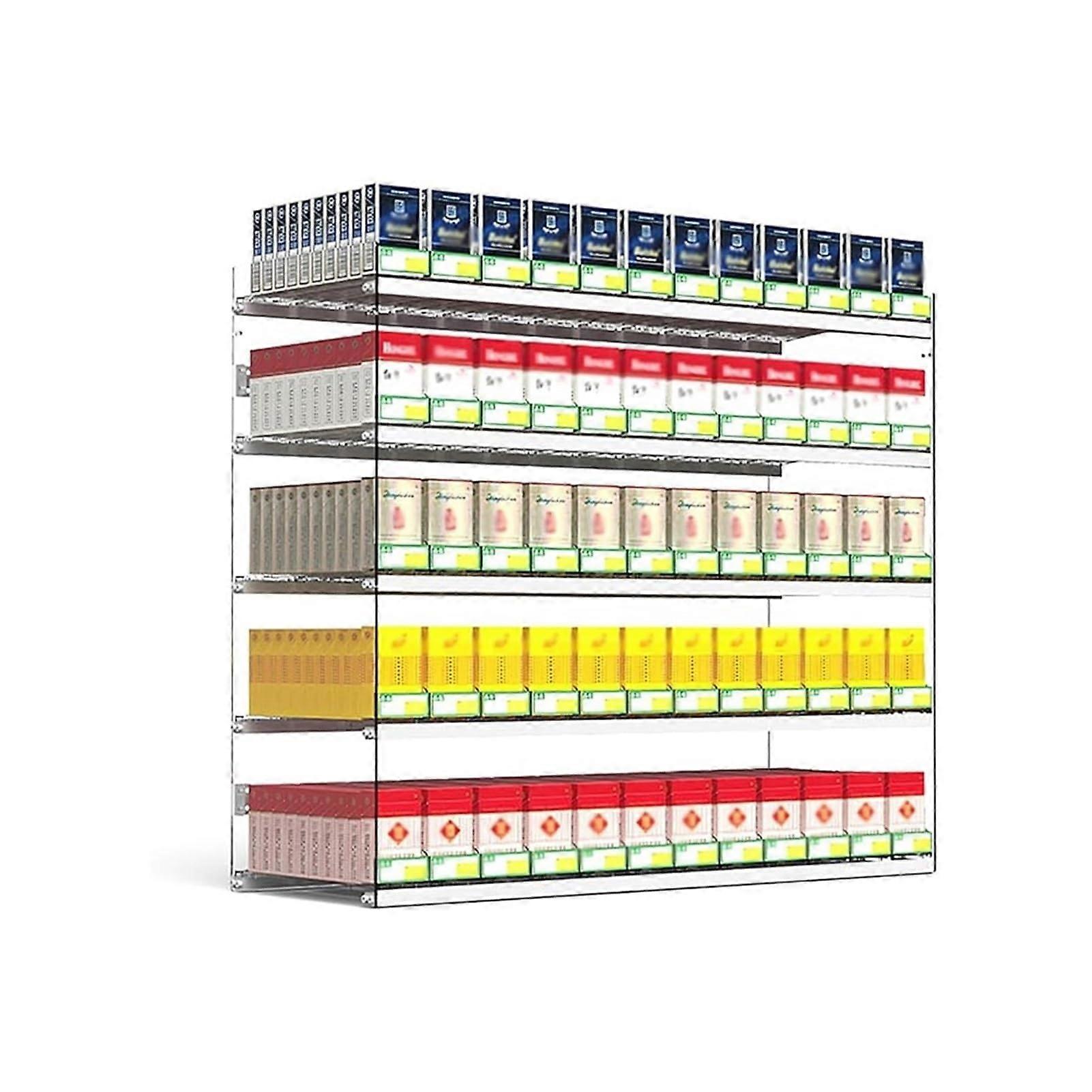 Transparent Cigarette Display Rack with Automatic Push Mechanism, 27 Tier Wall or Counter Mount