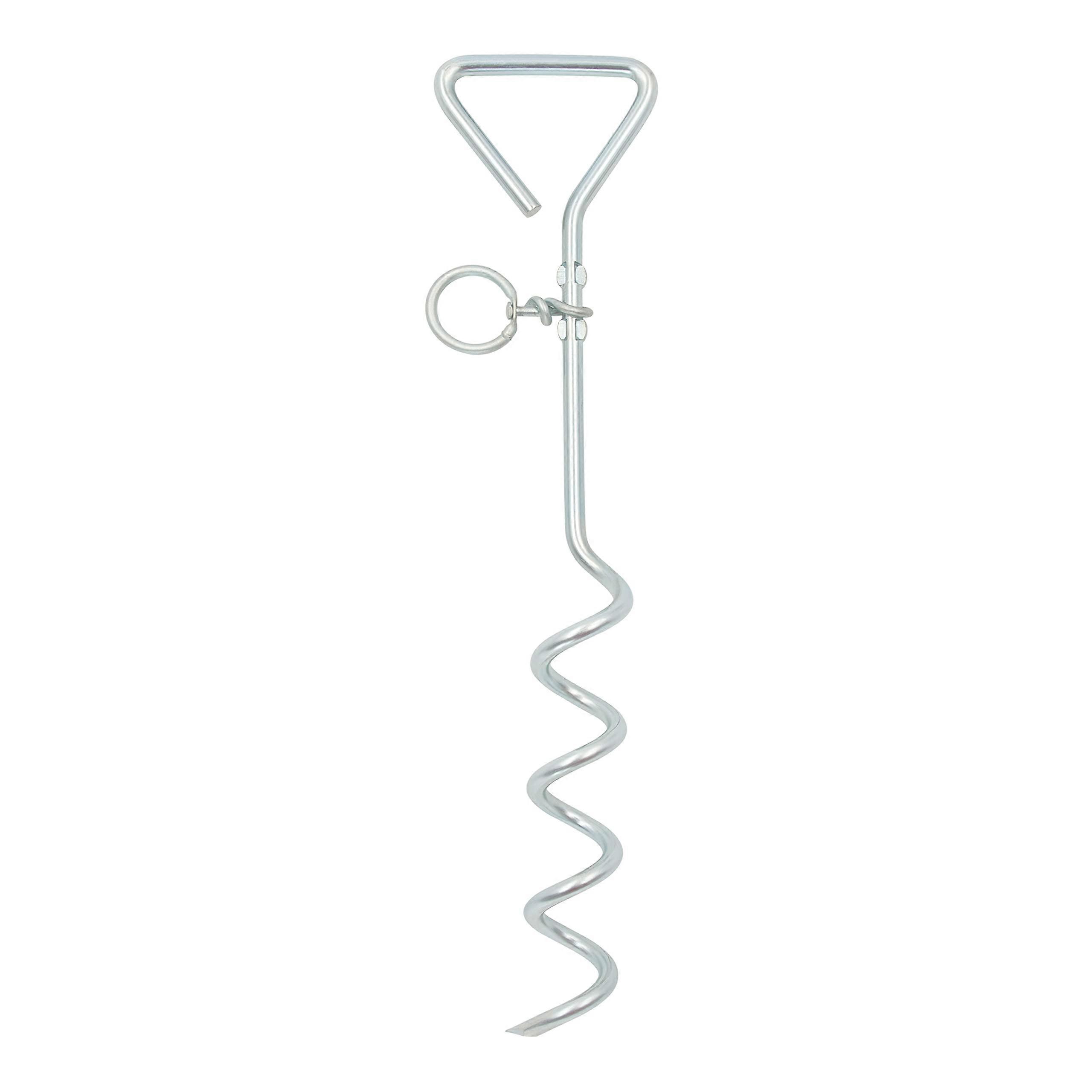 Pet Tie Out Stake with Secure Corkscrew Design, RustResistant Chrome for Camping and Outdoor Use