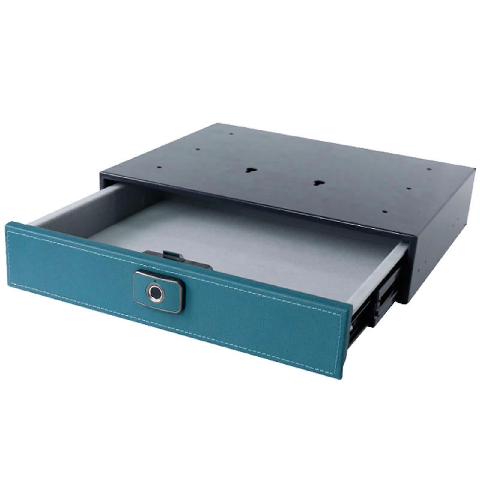 Fingerprint Safe with Digital Keypad, Compact Under Bed Steel Security Box, Blue, Fireproof Waterproof