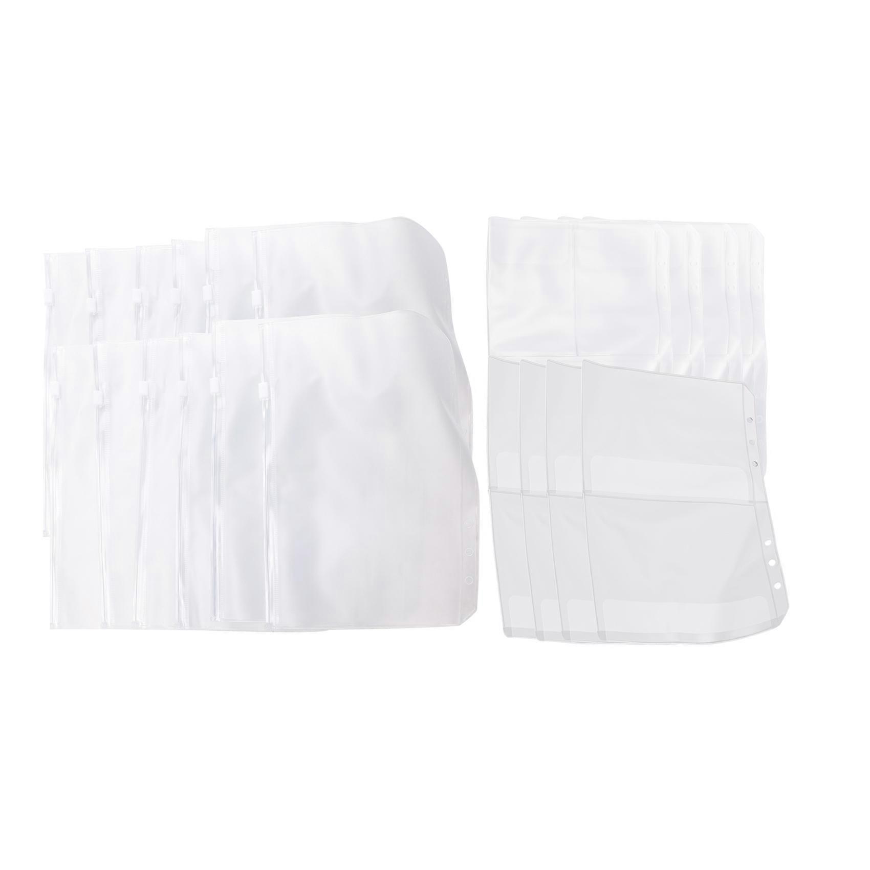 20Pcs A5 6 Ring Binder Pockets 3 Types Envelope,Zipper Closurek Bill