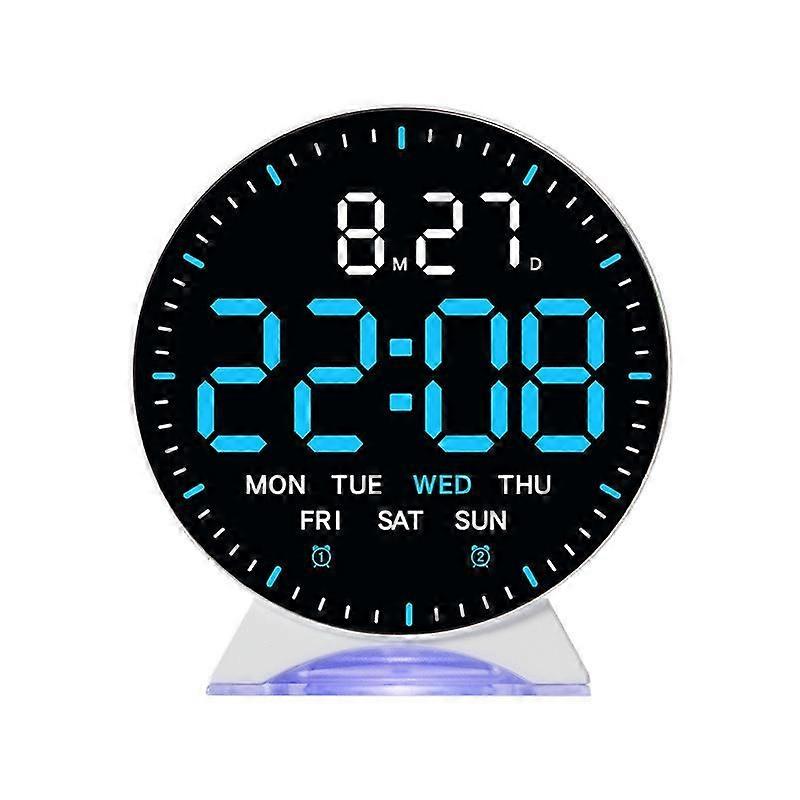 LED Multifunction Electronic Alarm Clock, Color: White Shell Blue Light