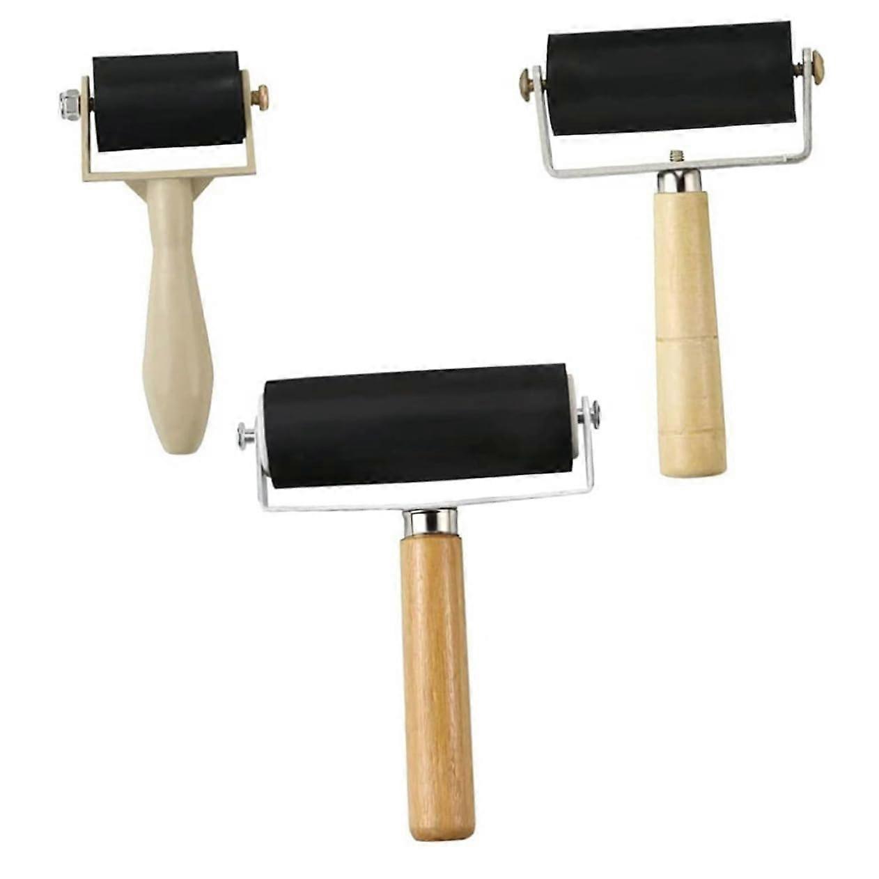 Brayer Roller Set 3pcs Rubber Brayer for Crafts Printmaking Even Ink Application Durable Design