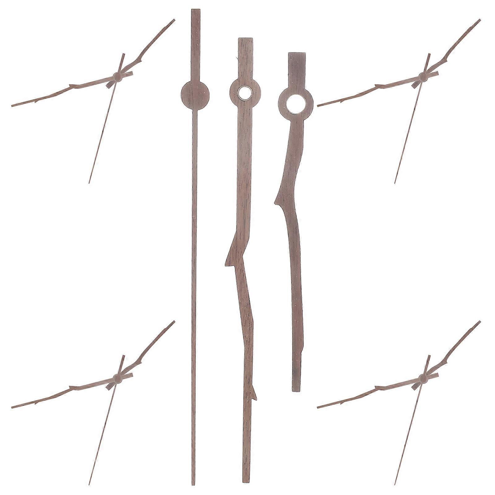 Wooden Hanging Clock Hands for Replacement 5Sets Dark Brown Clock Hands