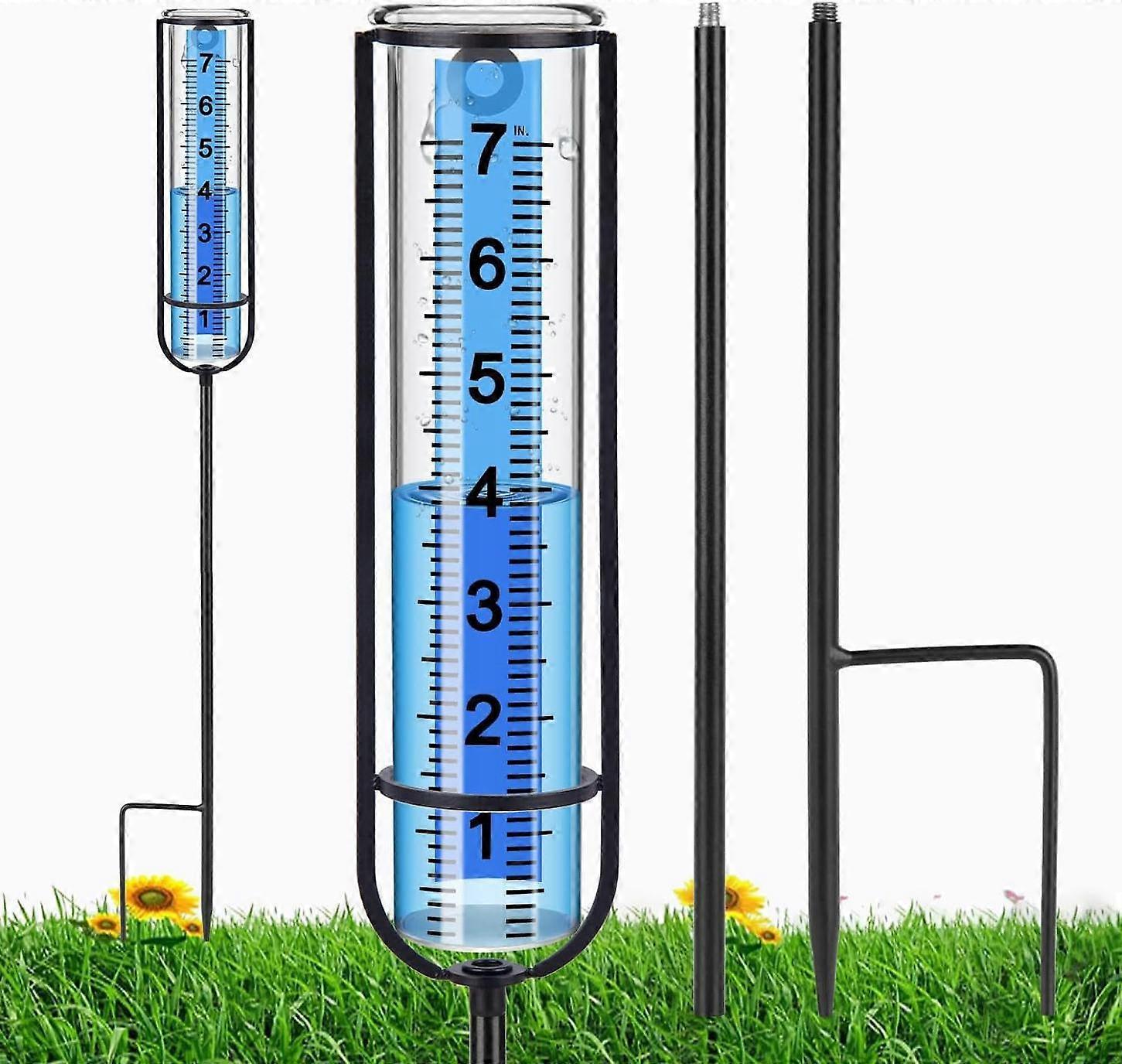 Rain Gauge, Outdoor, Adjustable Height, Transparent Digital Set