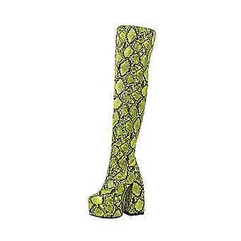 Damen-Overknee-Stiefel mit Patchwork-Schlangenmuster, Plateau, ultrahoher Absatz, Winterstiefel, US: 9 (42)