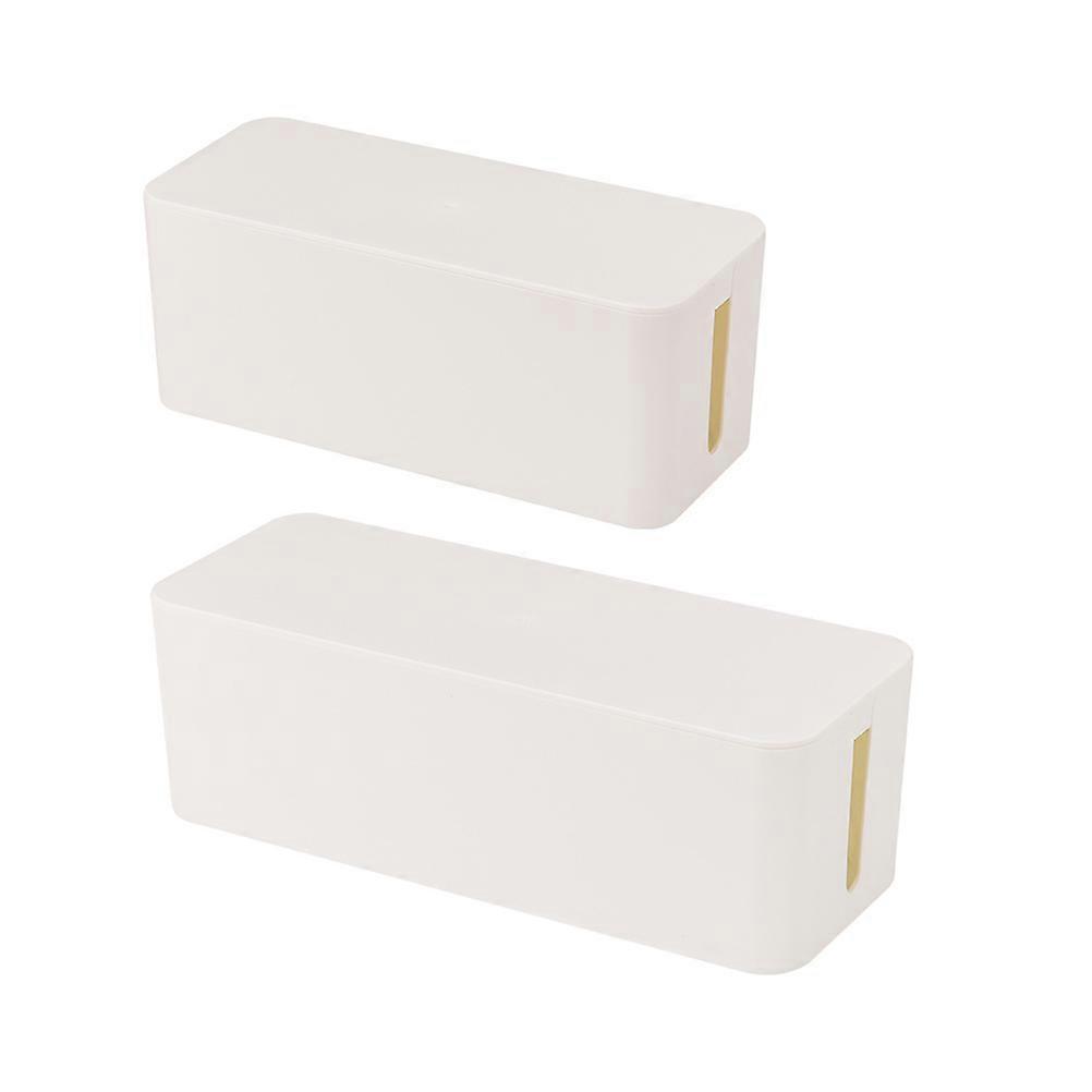 Electric Wire Storage Box Multifunctional Cable Management with Lid 2Pcs White