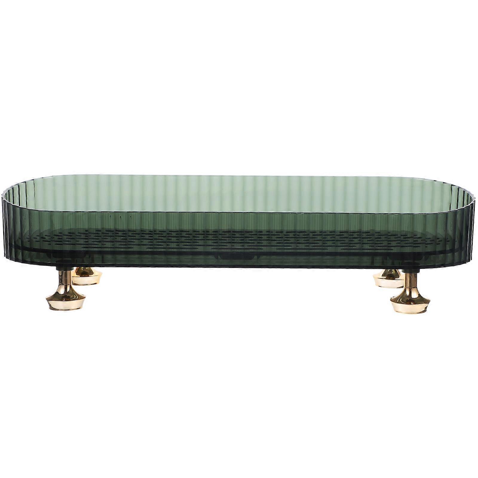 Bathroom Organizer Countertop Tray Drain Storage Rack Rectangular Green Space-saving 1Set