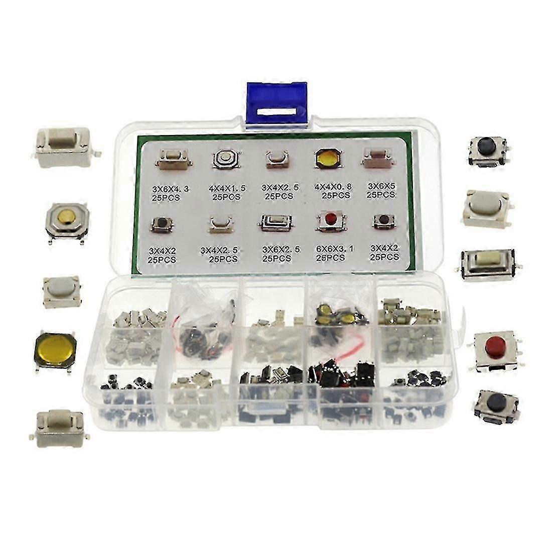 250Pcs Car Remote Control Key Switch Repair Small Switch Tactile Button Switches Component Package