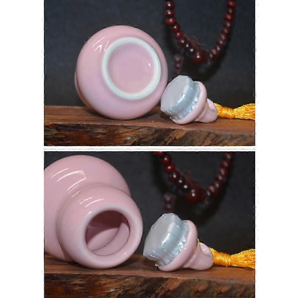 Tea Jar Ceramic Mini Gourd Shape Bottle for Storage Pink