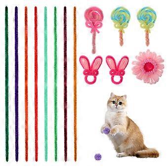 100pcs Haustier sortierte Farbe Bunte Katze Wolle Frühling Spielen Spielzeug DIY Zubehör