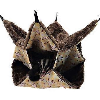 Small Pet Hammock Triple Layer Bed, Soft Polyester, Comfortable Sleeping Space, for Rats, Guinea Pigs, Hamsters, Ferrets, 30x30cm