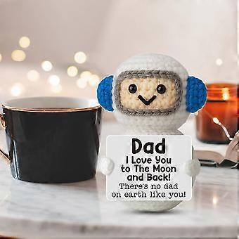 Positive Astronaut Crochet Doll, Handmade Knitted Astronaut Gift for Dad, Funny Inspirational Plush for Father's Day
