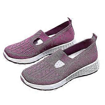 Ademende Zachte Zool Casual Schoenen Dames Geweven Schoenen