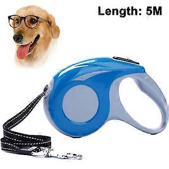 Laisse pour chien de 5 m rétractable, laisse de promenade pour chien parfaite pour grand chien moyen petit, système de rupture et de verrouillage-bleu
