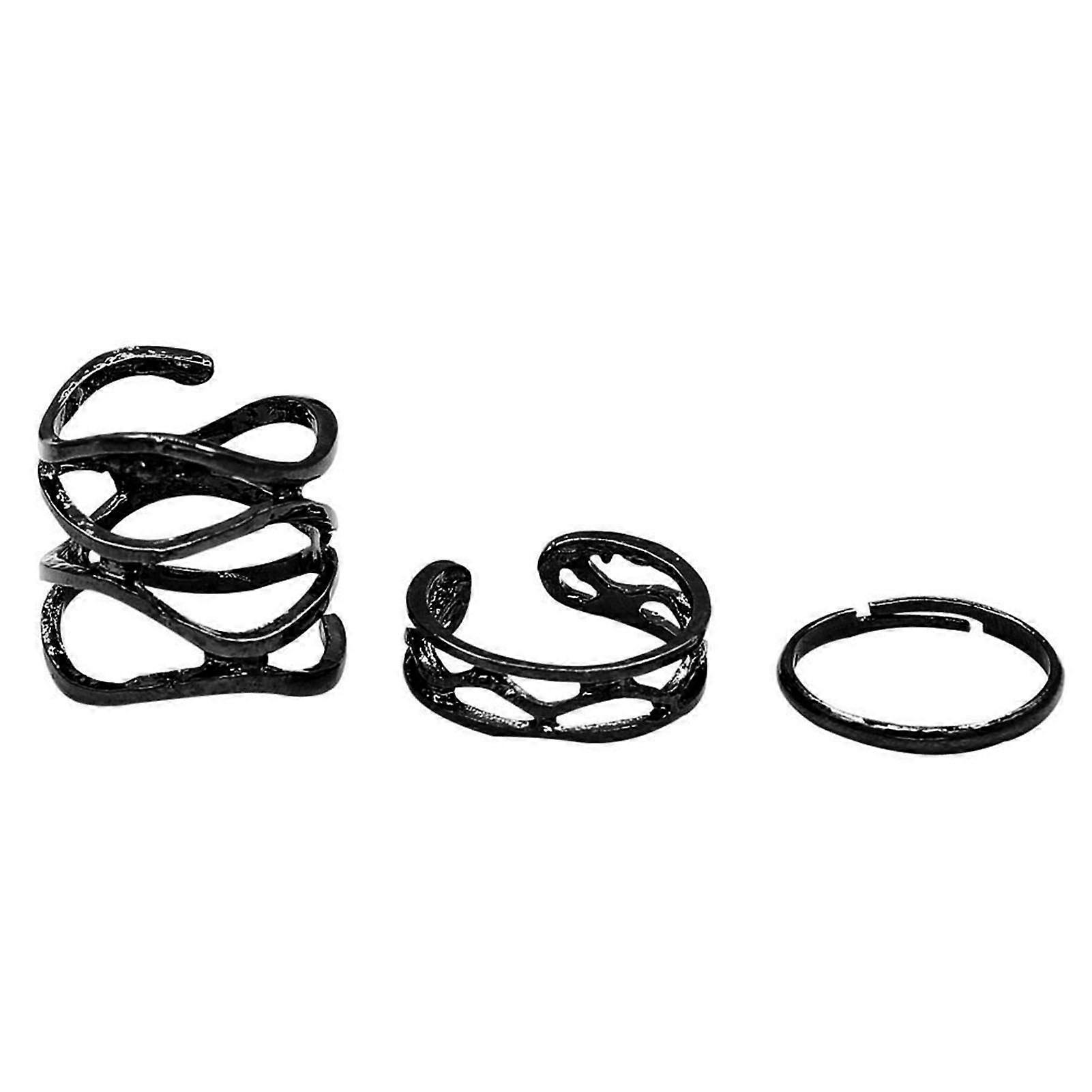 Rings Adjustable Delicate Black Vintage Knuckle Stackable Rings for Party