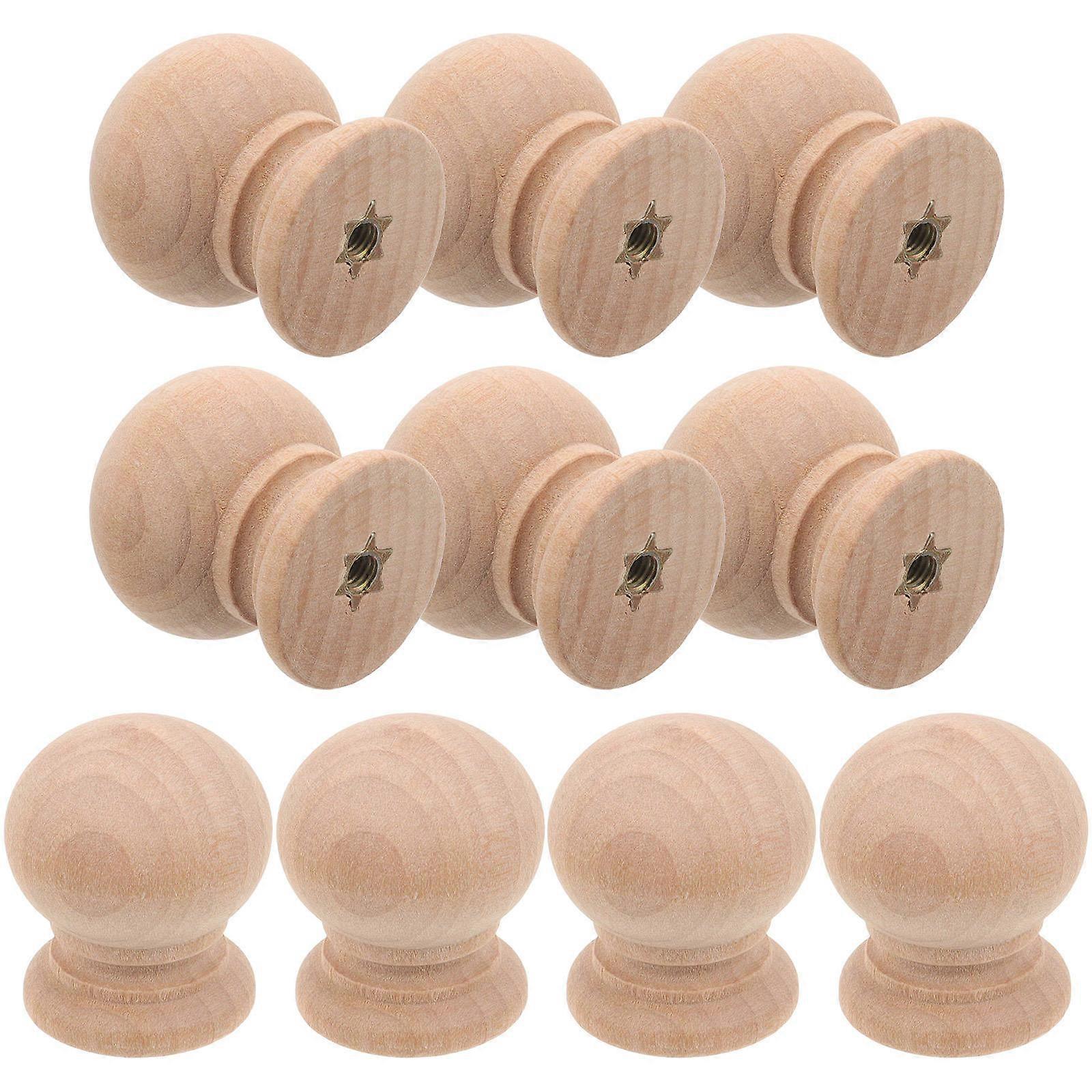 Wood Cabinet Knobs for Single Hole Mounting 10Pcs Beige Drawer Pulls