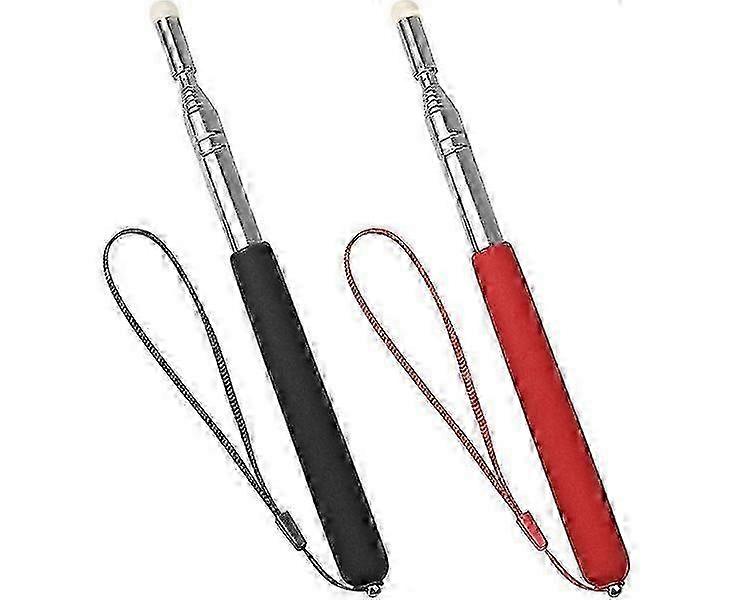 Retractable teacher pointer, 2 pieces, replaceable soft felt tip, suitable for multiple scenarios AV