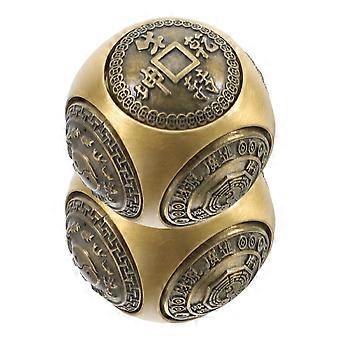 2pcs Brass Baoding Balls: 36MM Hand Exercise Balls with Six Sided Relief Chinese Stress Toy for Hand Therapy Home Decor and Office Relaxation