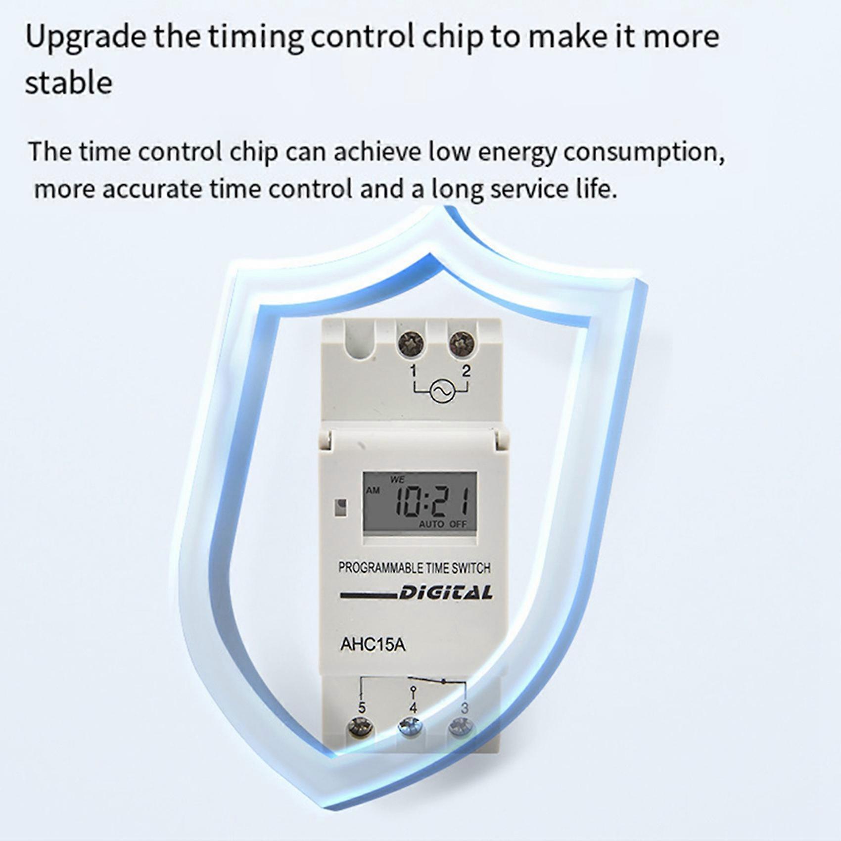 2X 220V Miniature Time Switch Timer AHC15A Fully Automatic Electronic Time Controller Timer
