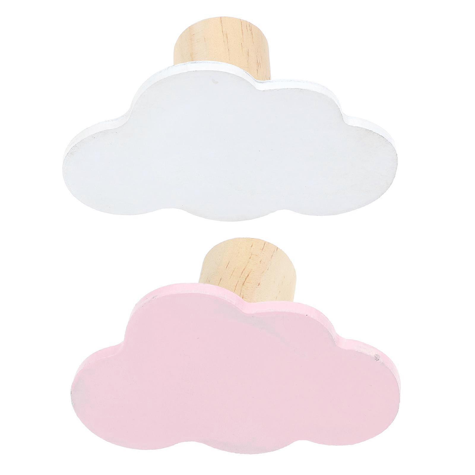 Household Cloud Shape Wall Decors Wooden Cloud Shaped Hanging Hooks 2Pcs