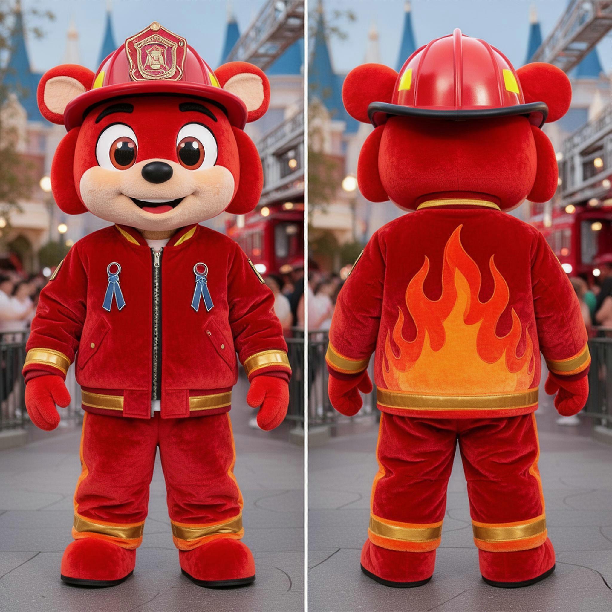 MASTICOT Crimson Bold Fire Fighter Mascot