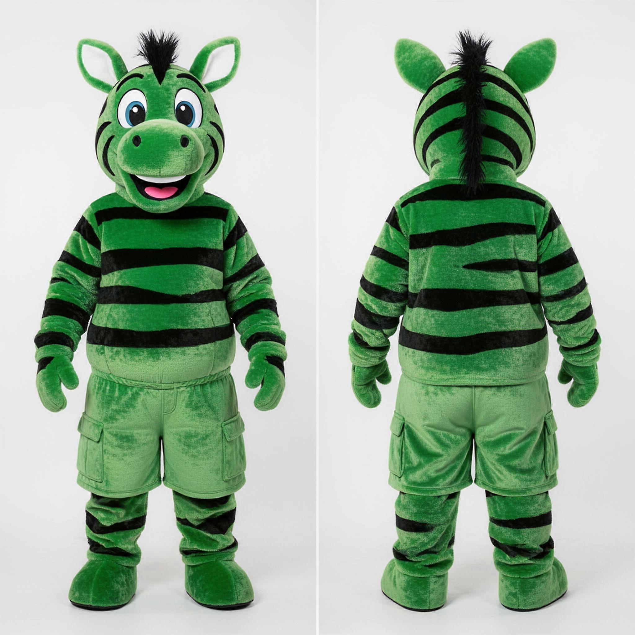 MASTICOT Emerald Green Cartoon Zebra Mascot