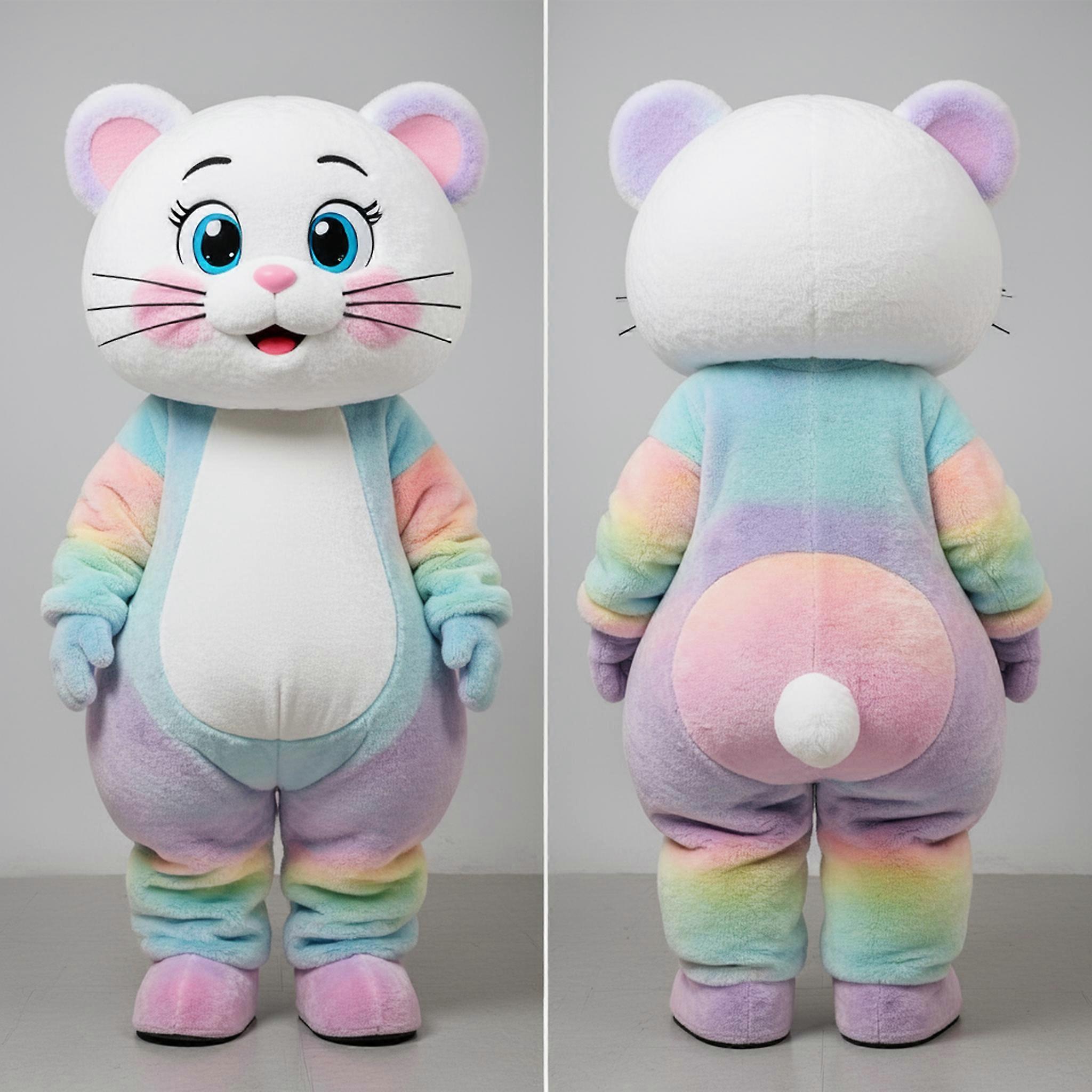 MASTICOT Velvety White Fluffy Aglet Mascot