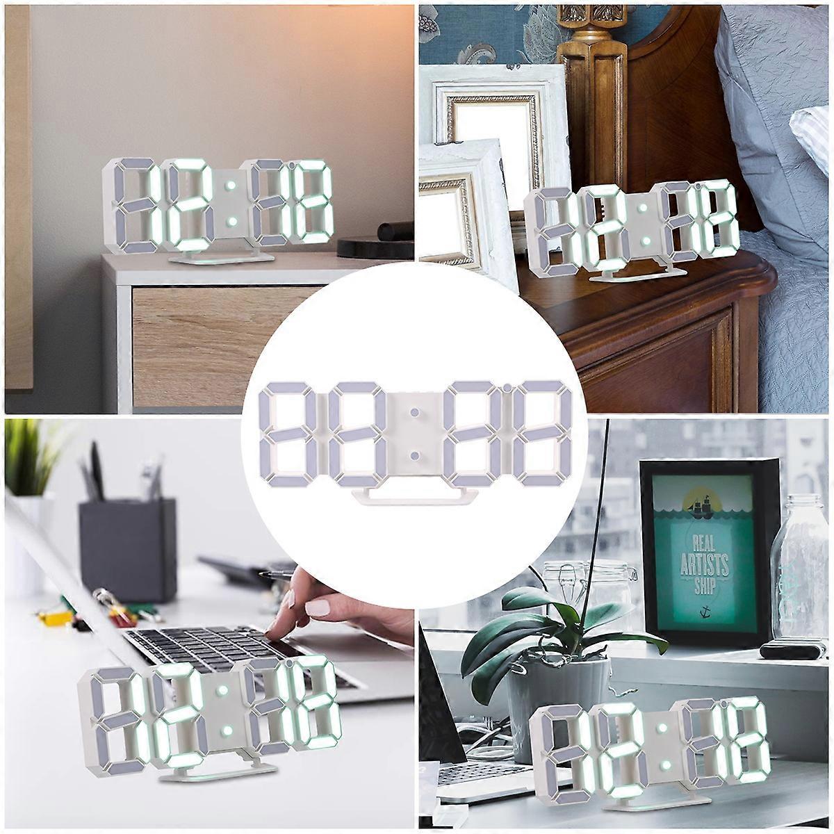 3Dled Digital Clock LED Wall Clock with Snooze Function Green